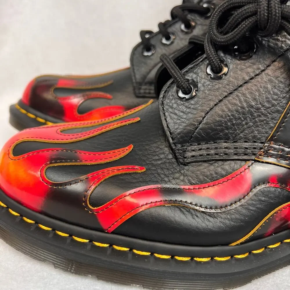 Dr. Martens 1460 Doc Pascal Flame Arcadia Boots Black Red Men’s 10 Women’s 11